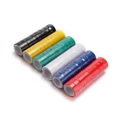 Elektrik Bandı PVC Yalıtım Bandı Beyaz 19mm x 10 Yards - PVC elektrik yalıtım bandı, beyaz renk, 19 mm genişlik × 10 yards (yaklaşık 9 metre). NÖTR (uluslararası standart) veya genel kullanım. Elektrikçilerin günlük kullandığı standart yalıtım bandı; kablo izolasyonu, renk kodlu işaretleme ve hafif sızdırmazlık için.