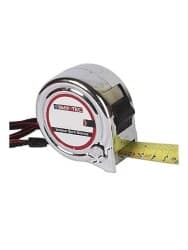 Şerit Metre Krom 5x19 mm - Krom renkli profesyonel şerit metre, 5 metre uzunluk ve 19 mm genişlikte. Orta (19 mm) standart şerit yapısı; günlük profesyonel, ev tadilat, mobilya, şantiye işlerinde tercih edilir. Otomatik geri sarma, çelik şerit, paslanmaz krom kaplama avantajı sunar.